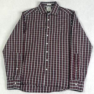 Taylor Stitch Shirt Men's Size 38 Plaid Spread Collar Handmade Long Sleeve